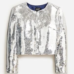 J. Crew Collection Louisa lady jacket in silver sequin